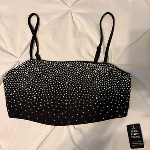 Express Black Studded Crop Top
